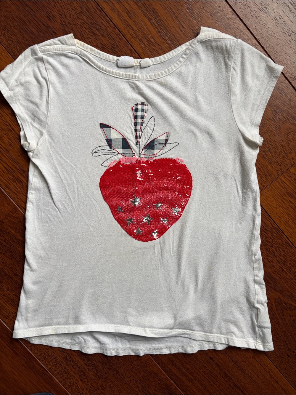 Gap Girls' White Sequin Strawberry T-Shirt sz 12
